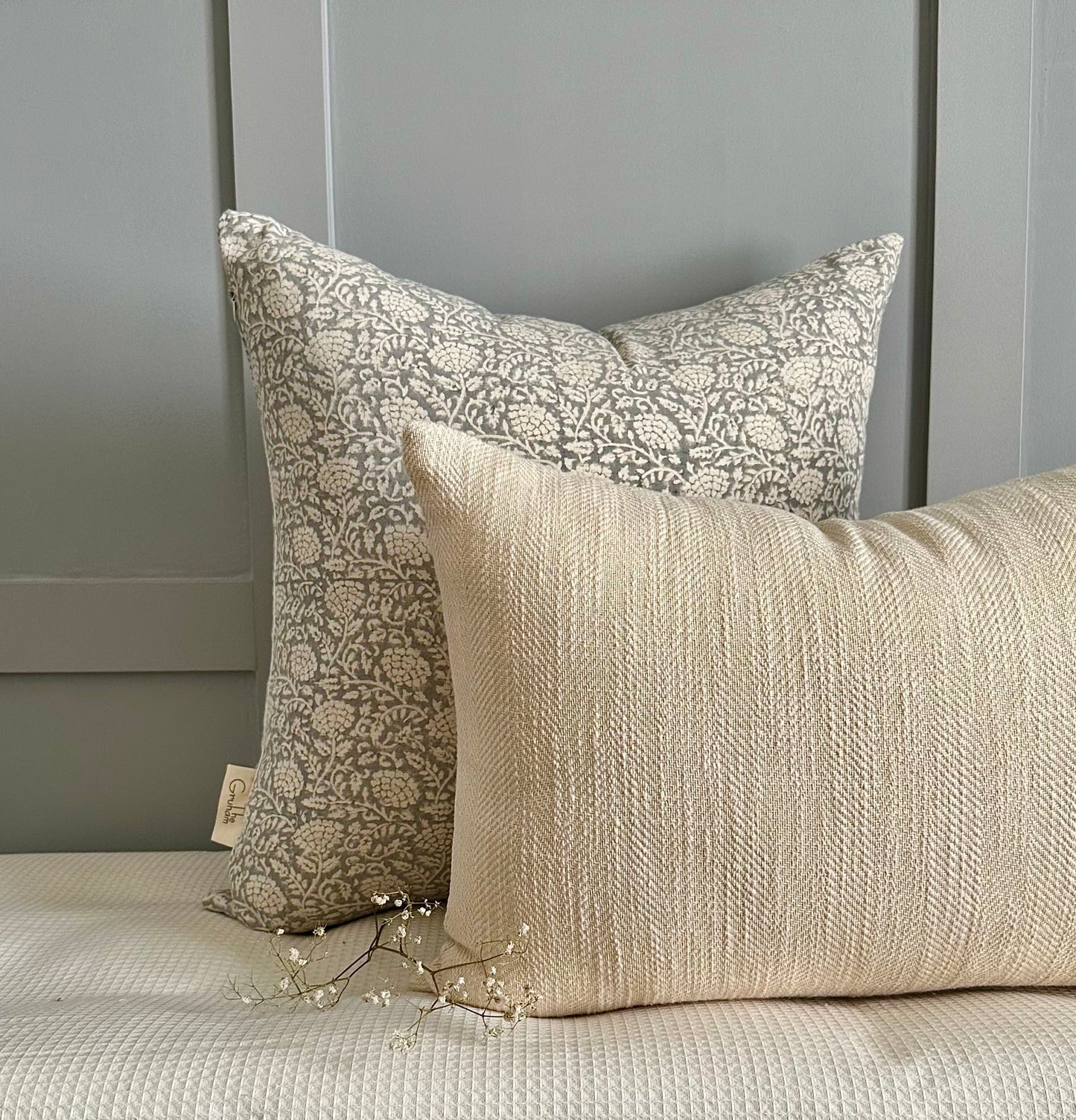 Graceful Grey Block Print Cushion cover