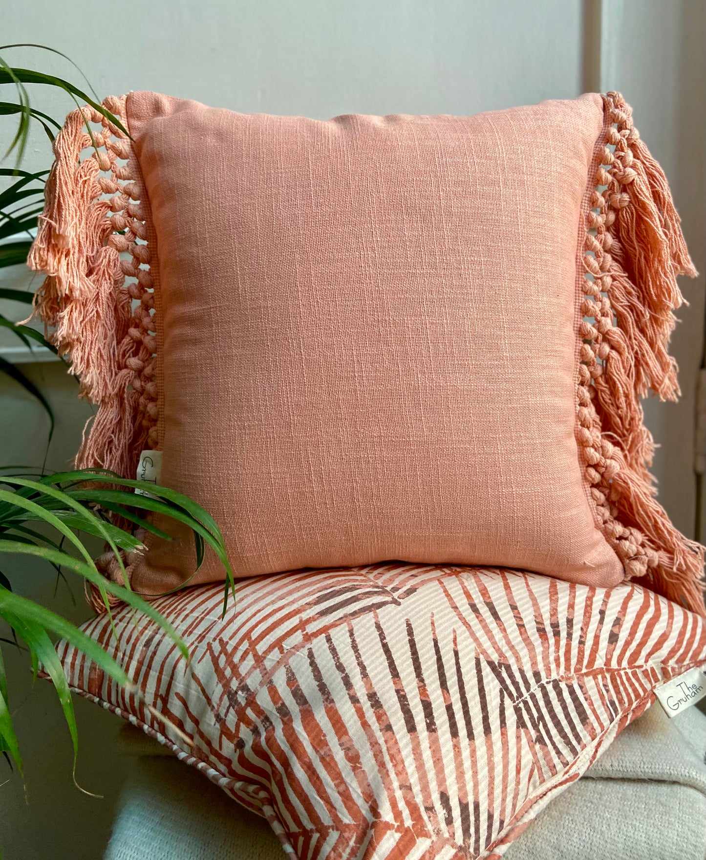 Sun- kissed Coral Solid Cushion cover