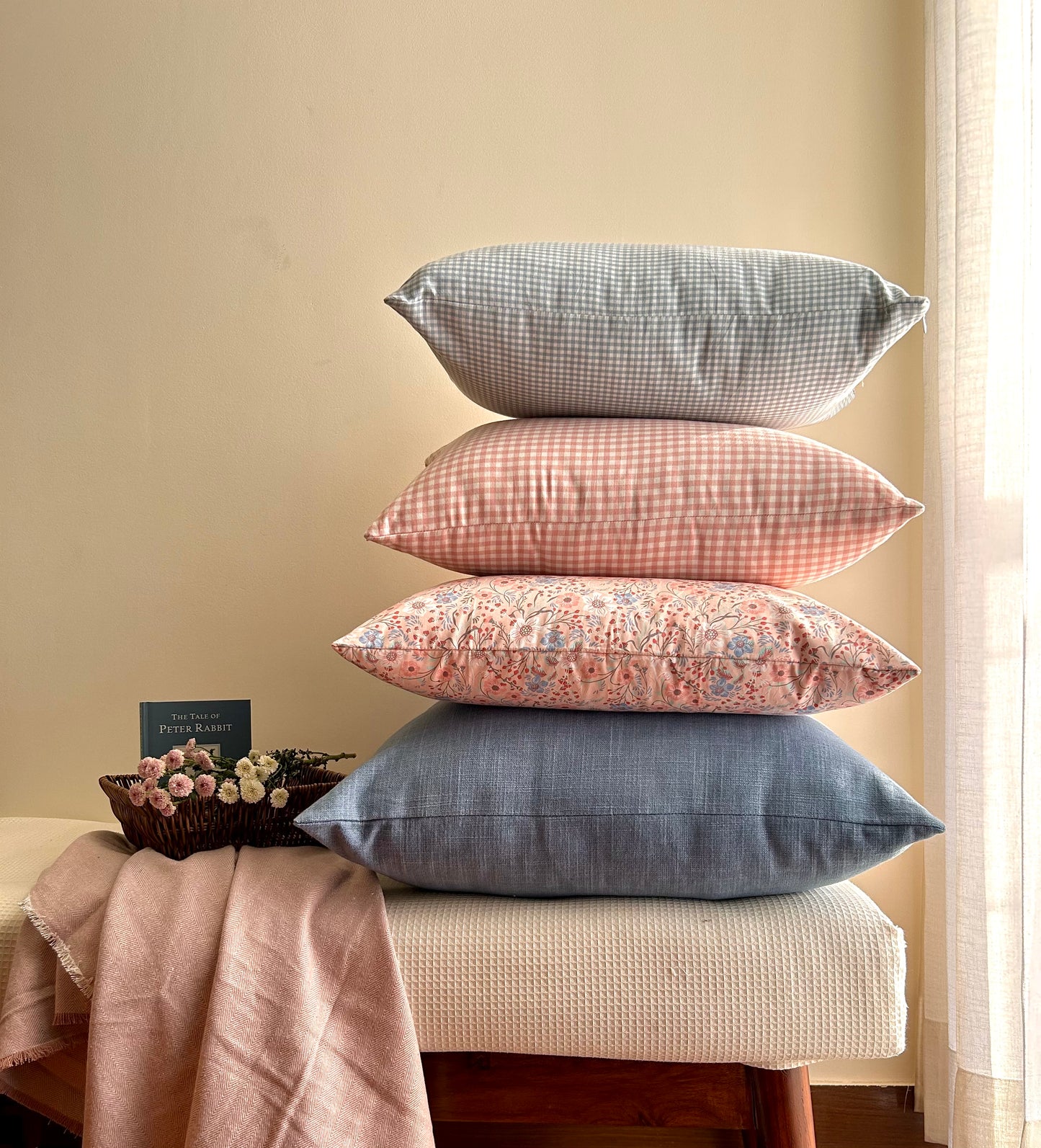 Santorni Summer Blue Solid Cushion cover