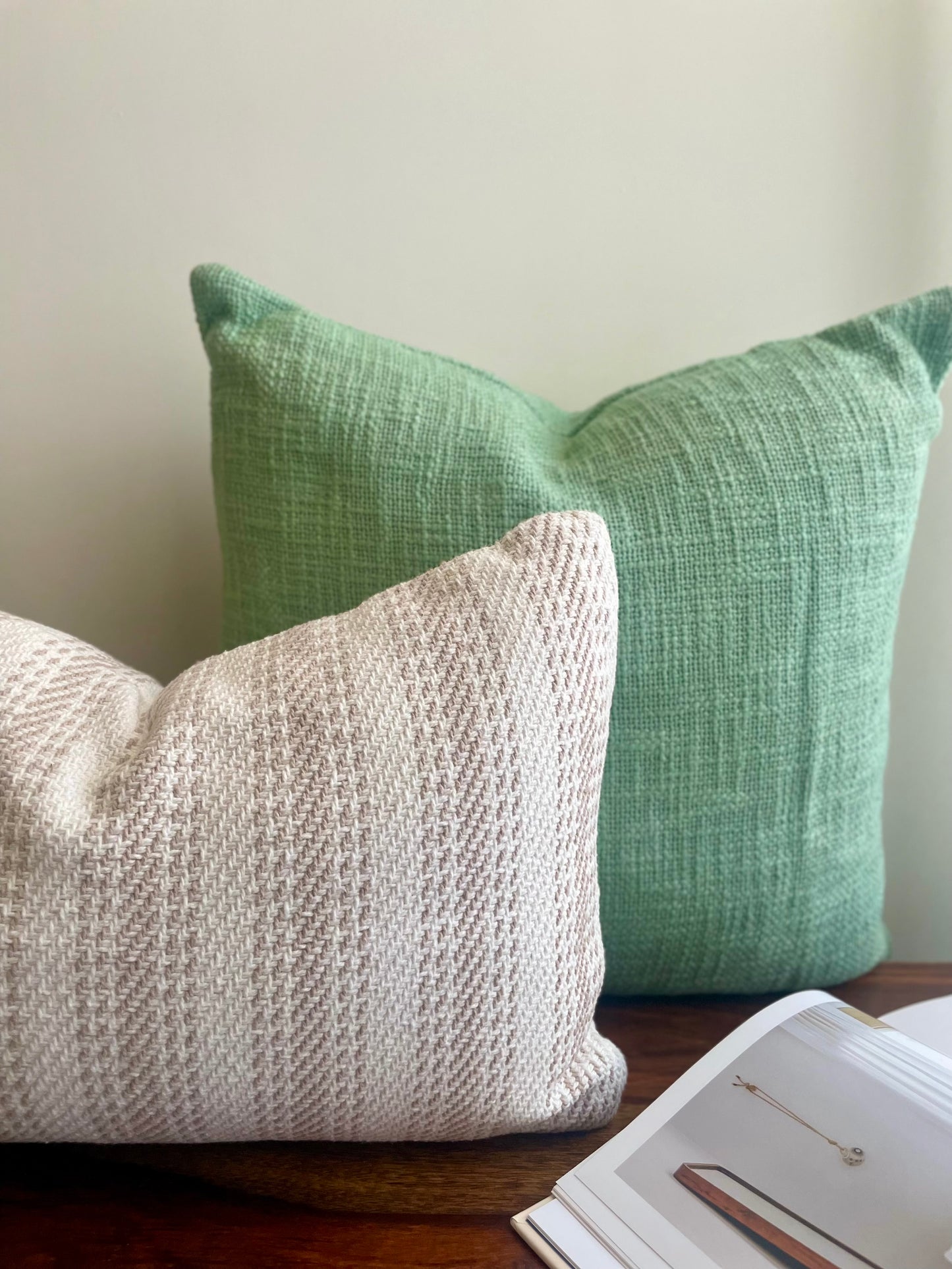Pea Pod Green Stripe Cushion cover