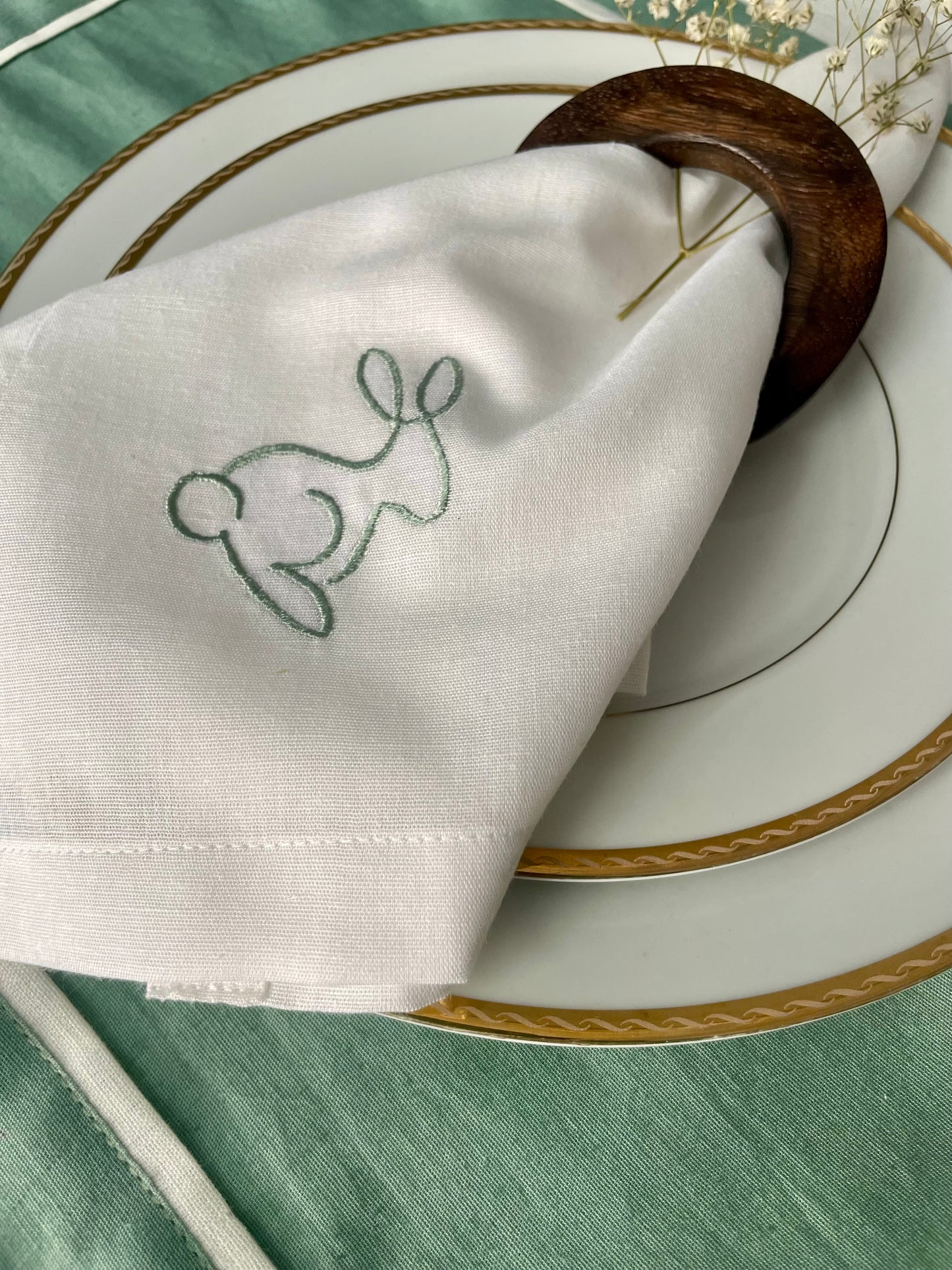 Embroidered Bunny Table Napkins