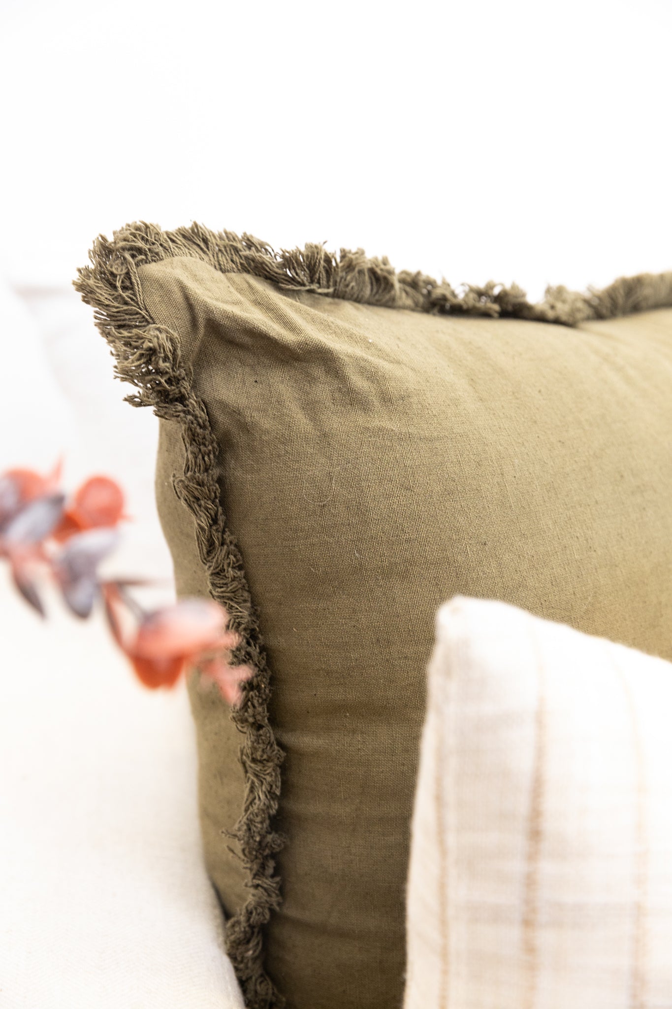 Truly Olive Solid Cushion cover