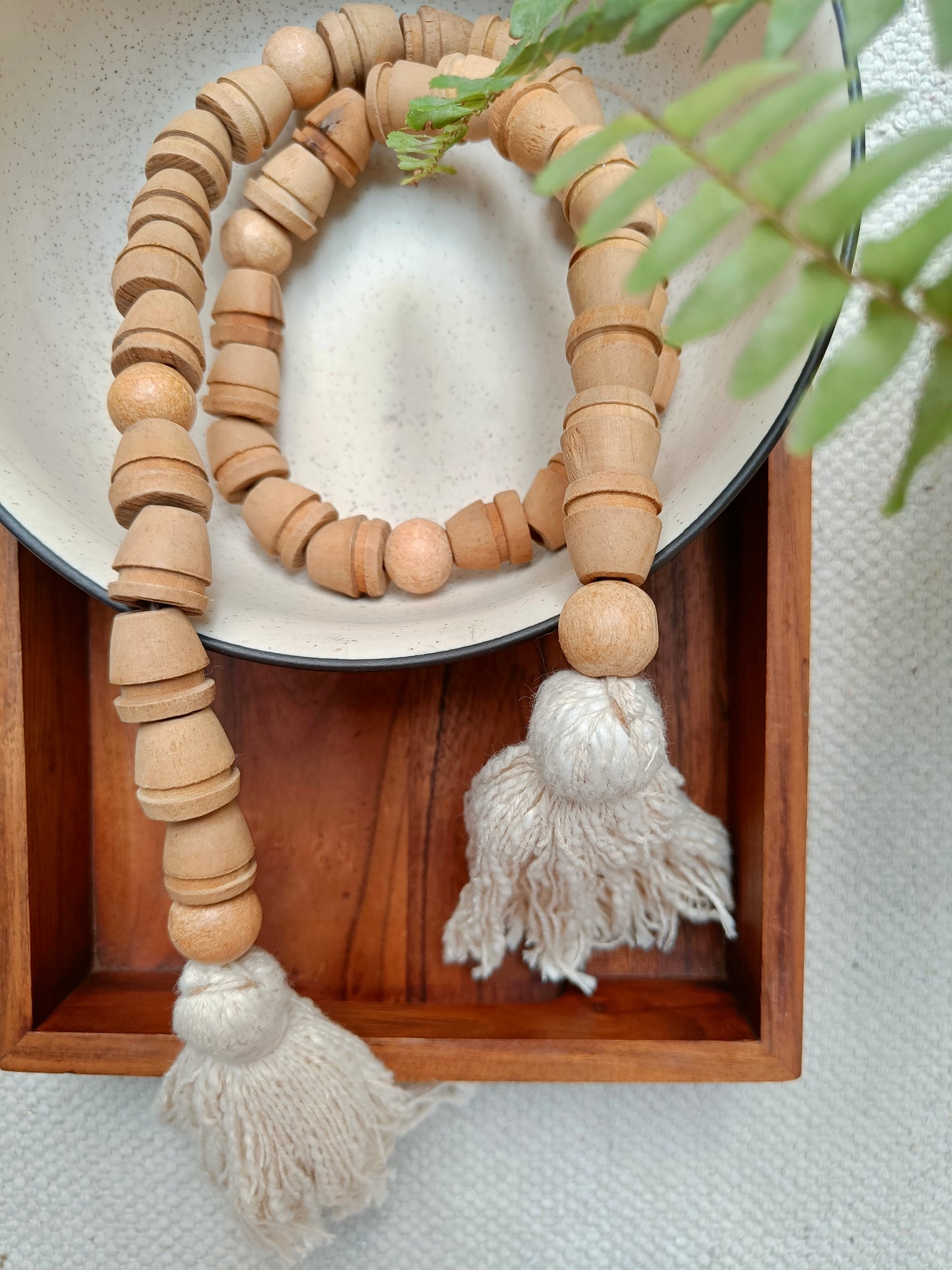 Wabi Sabi Barrel Shaped Wooden Beads Garland