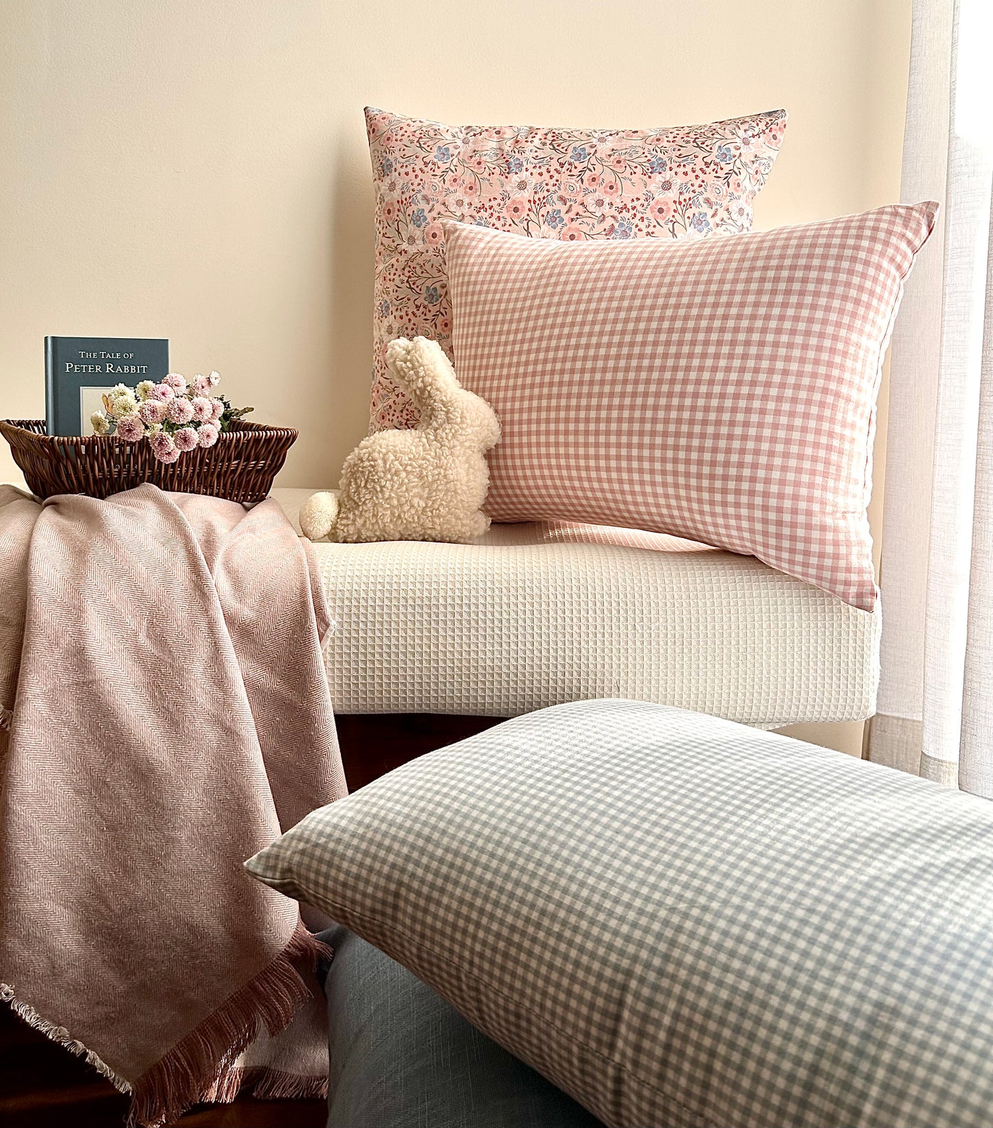 Santorini Summer Floral Print Cushion cover