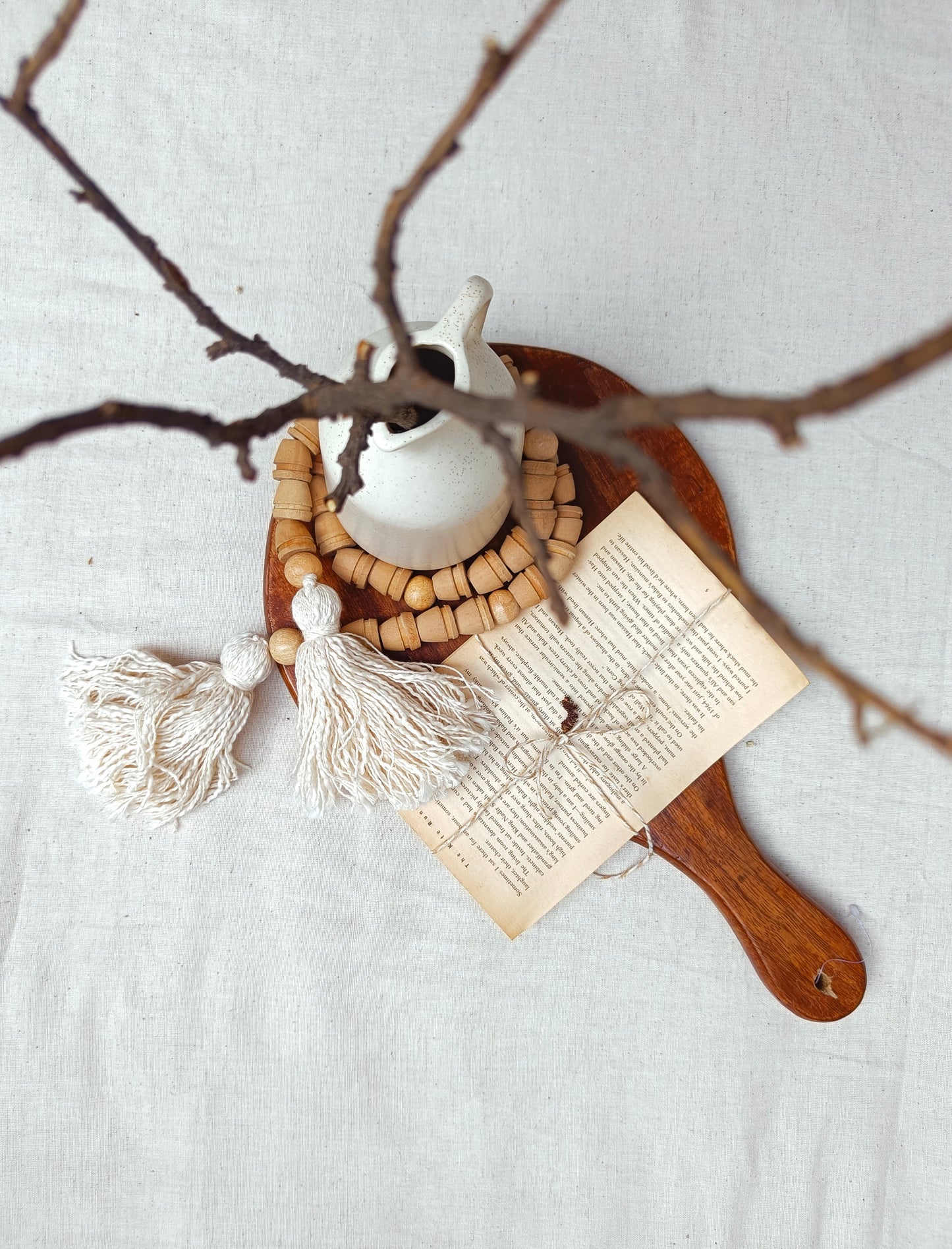 Wabi Sabi Barrel Shaped Wooden Beads Garland