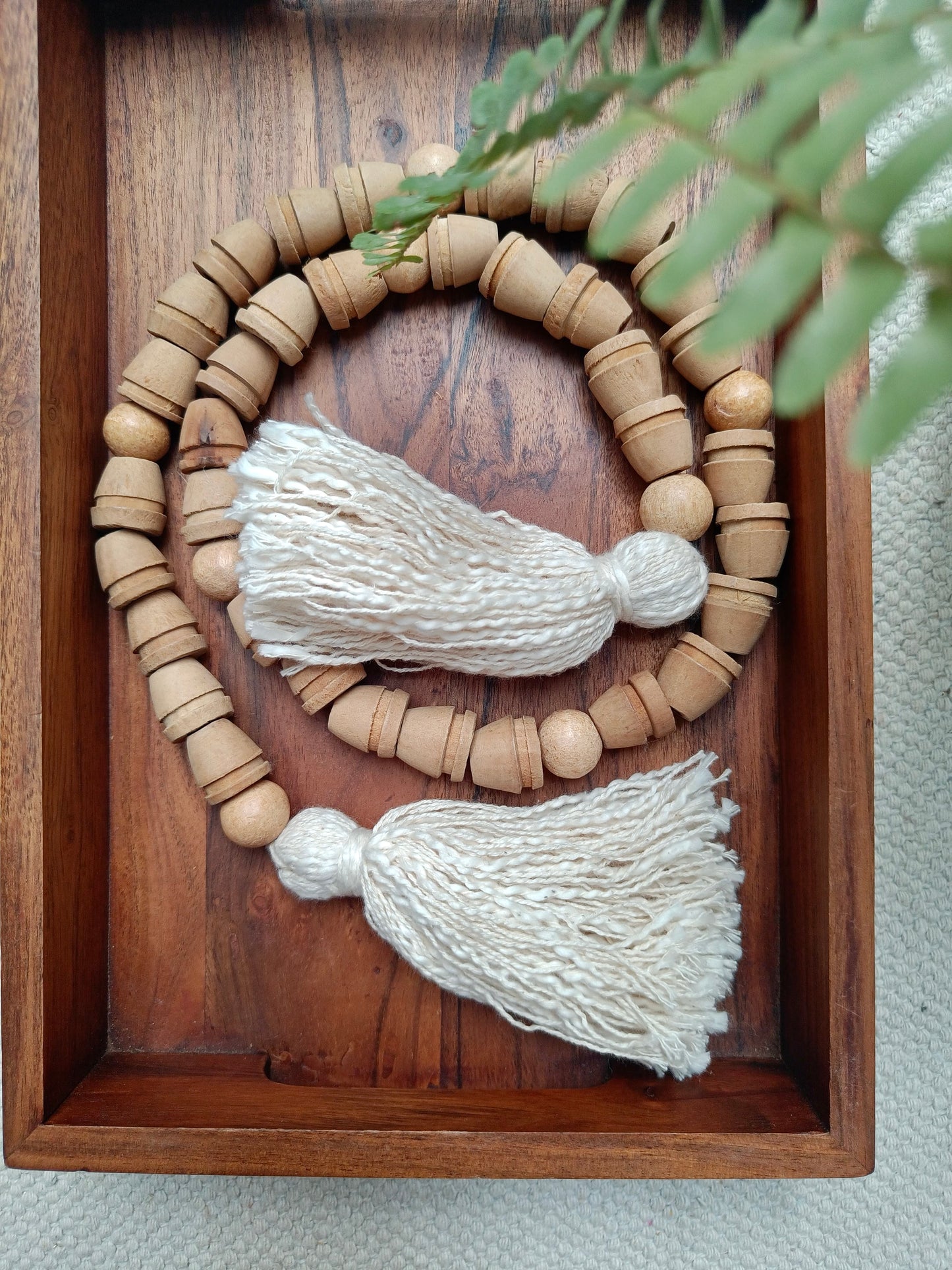 Wabi Sabi Barrel Shaped Wooden Beads Garland