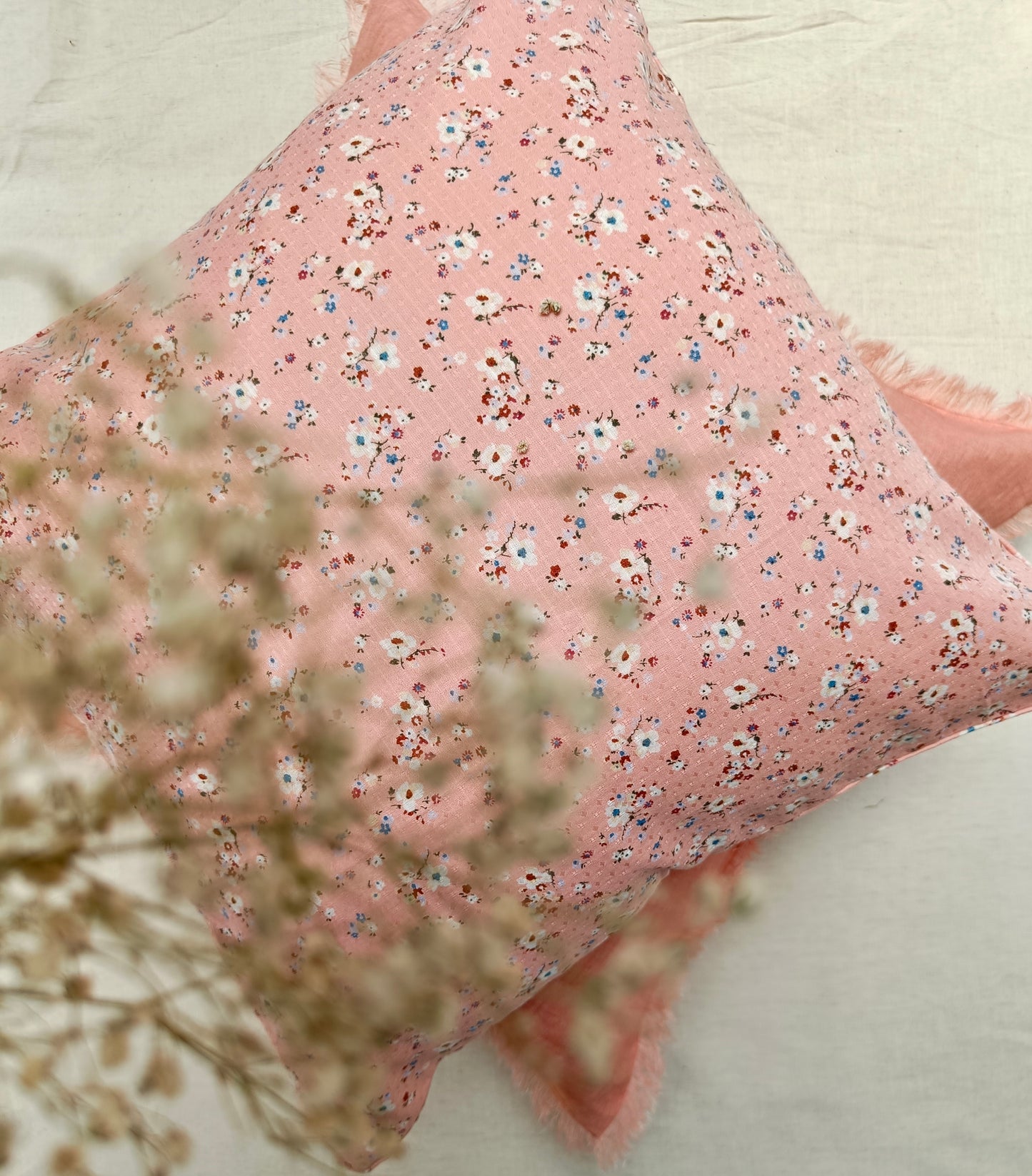 Barely Blush Floral Print Cushion cover