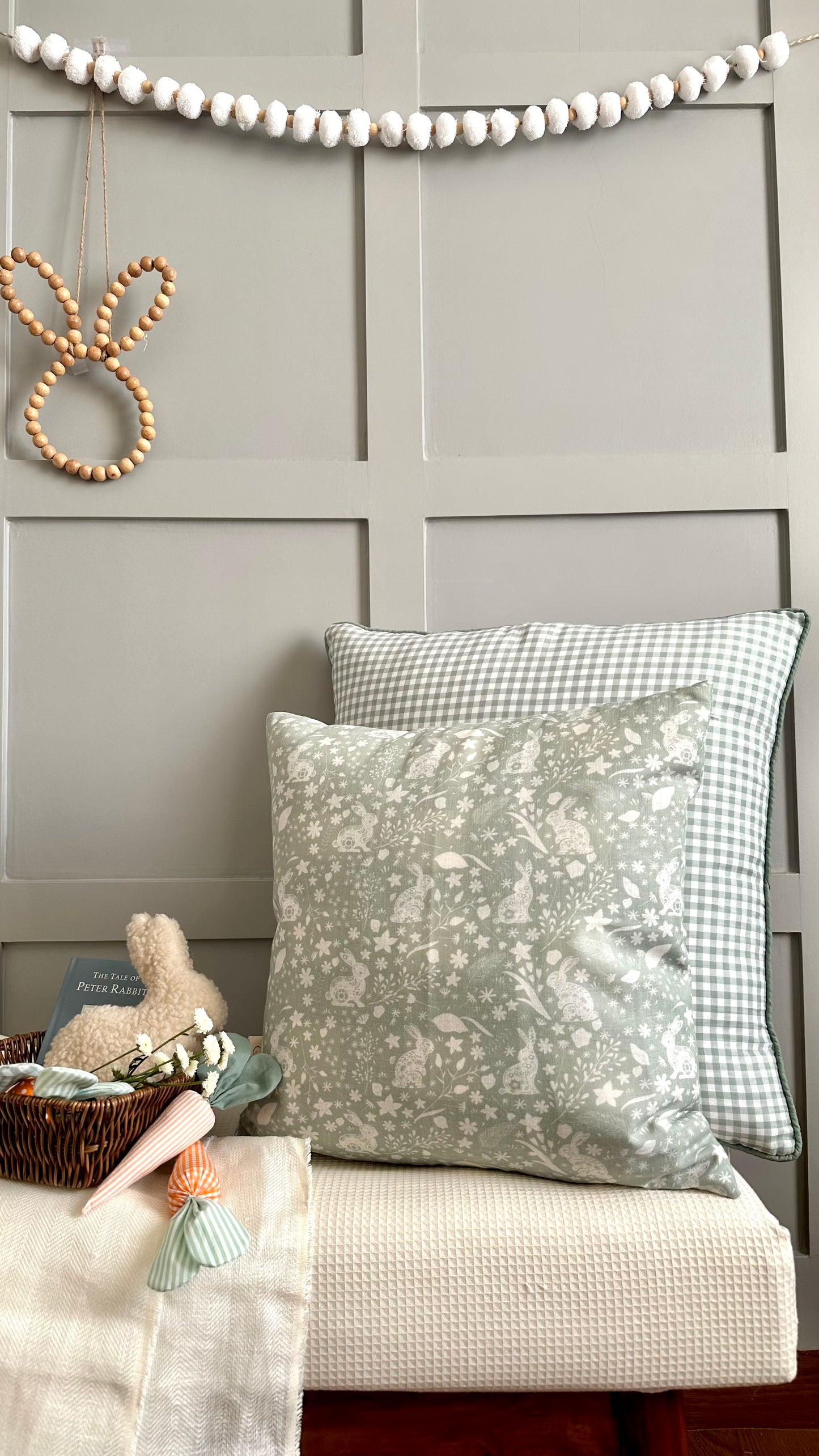 Meadow Mist Green Check Cushion cover