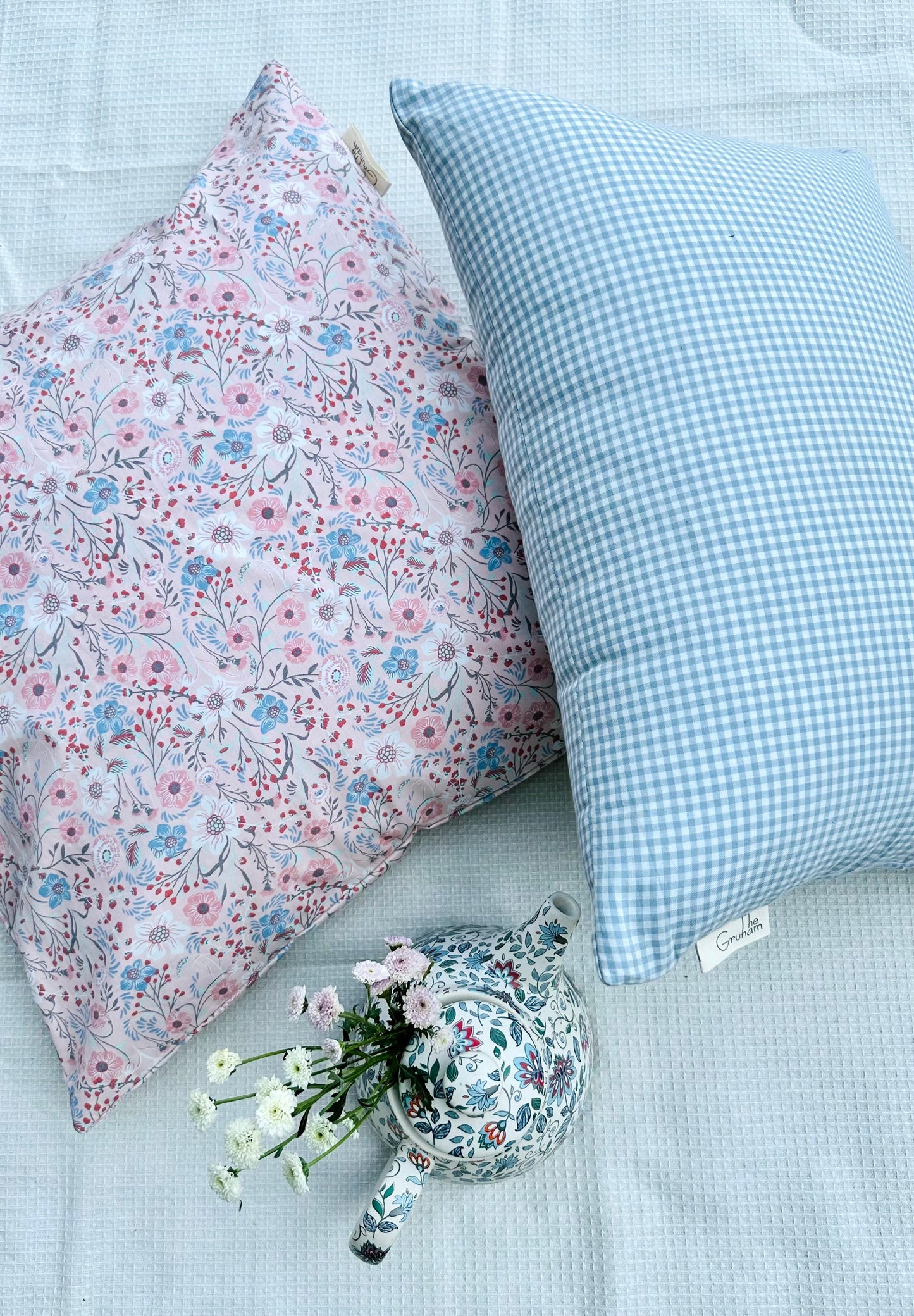 Santorini Summer Blue Check Cushion cover