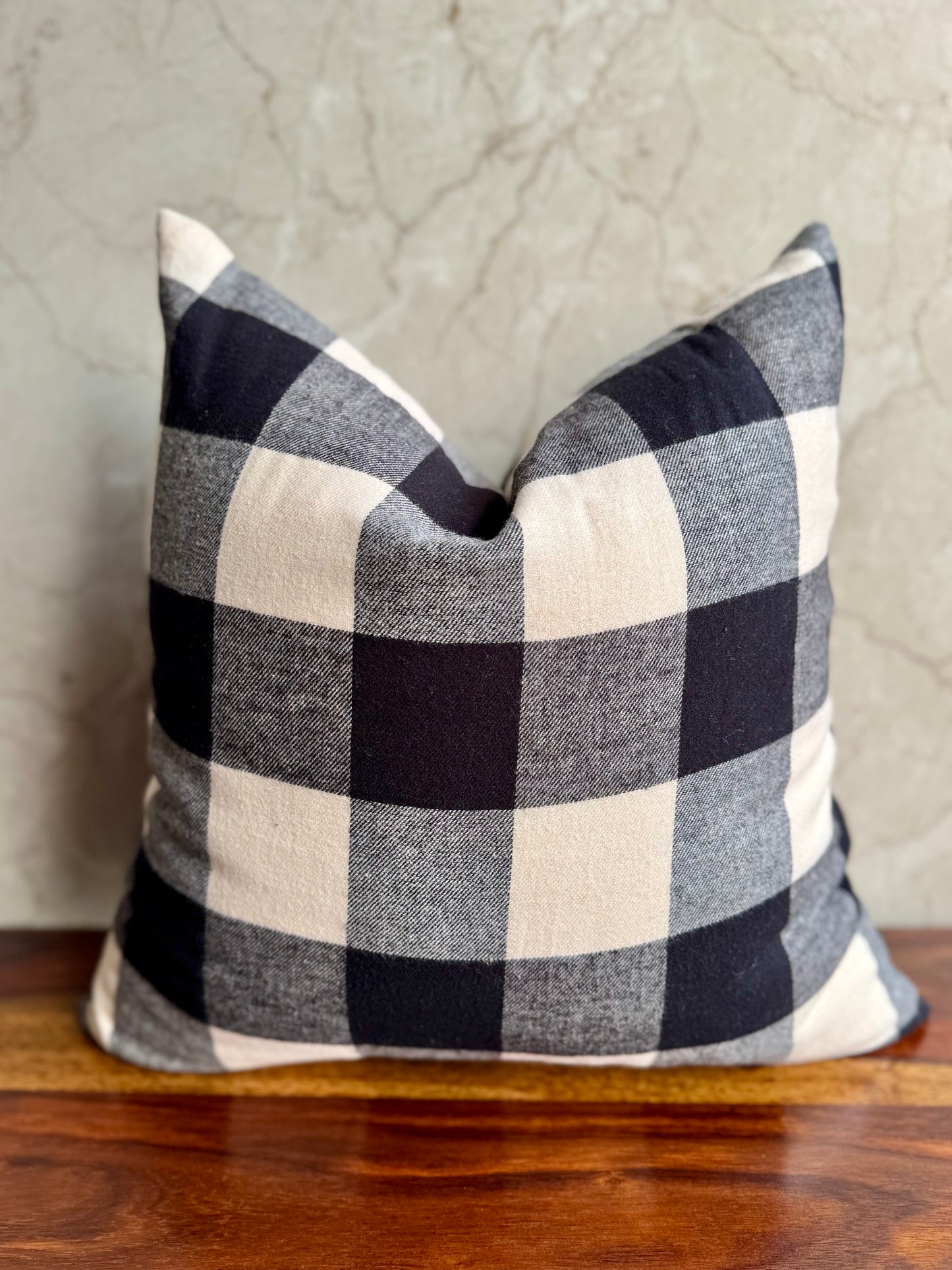 Black Beauty Buffalo Check Cushion cover
