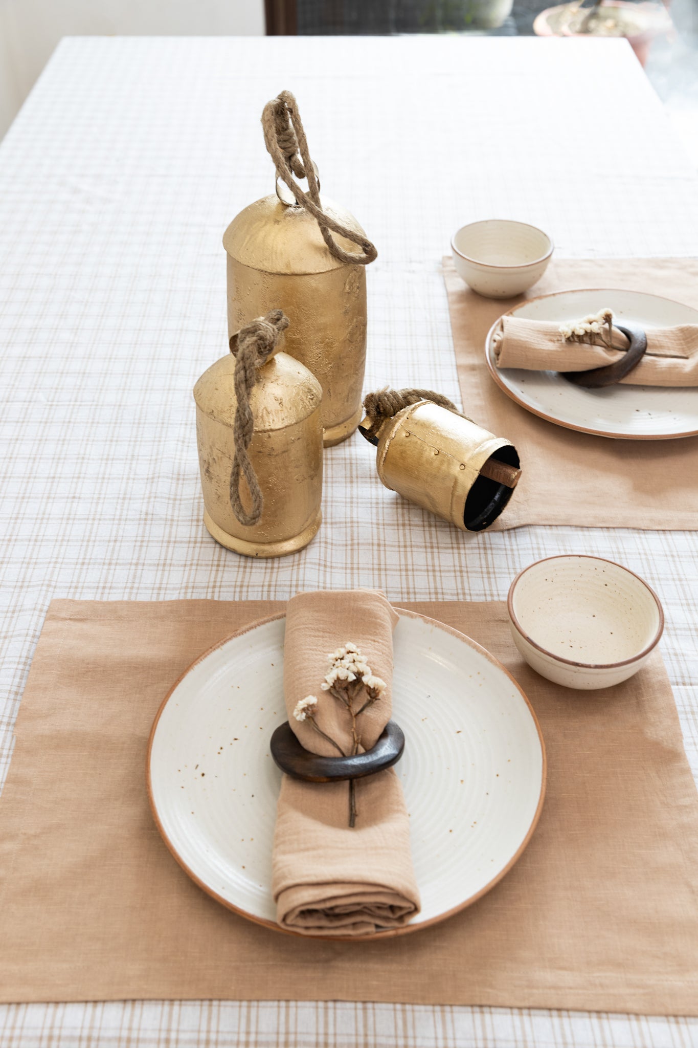 Almond Biscotti Check Tablecloth