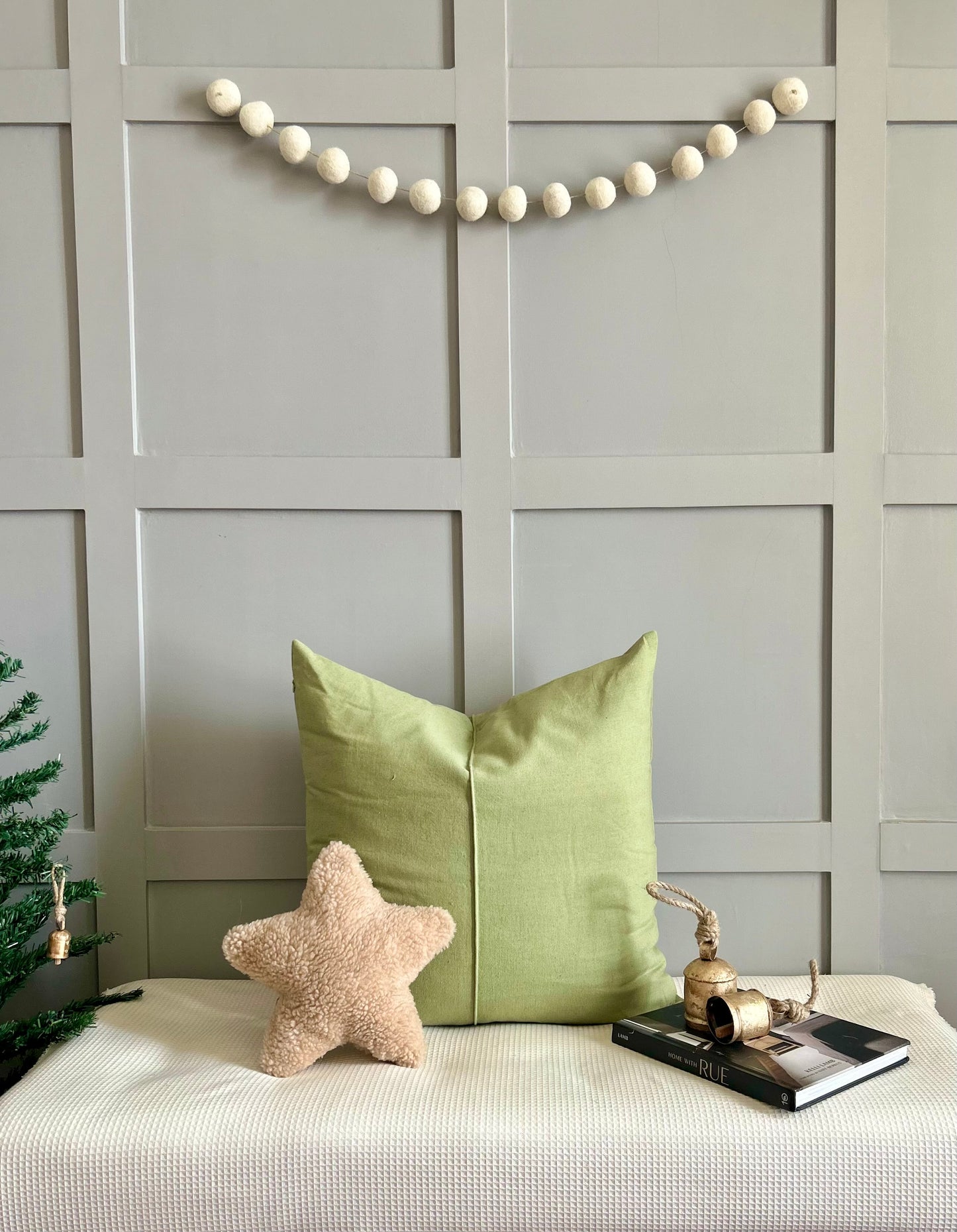 Winter White Star cushion