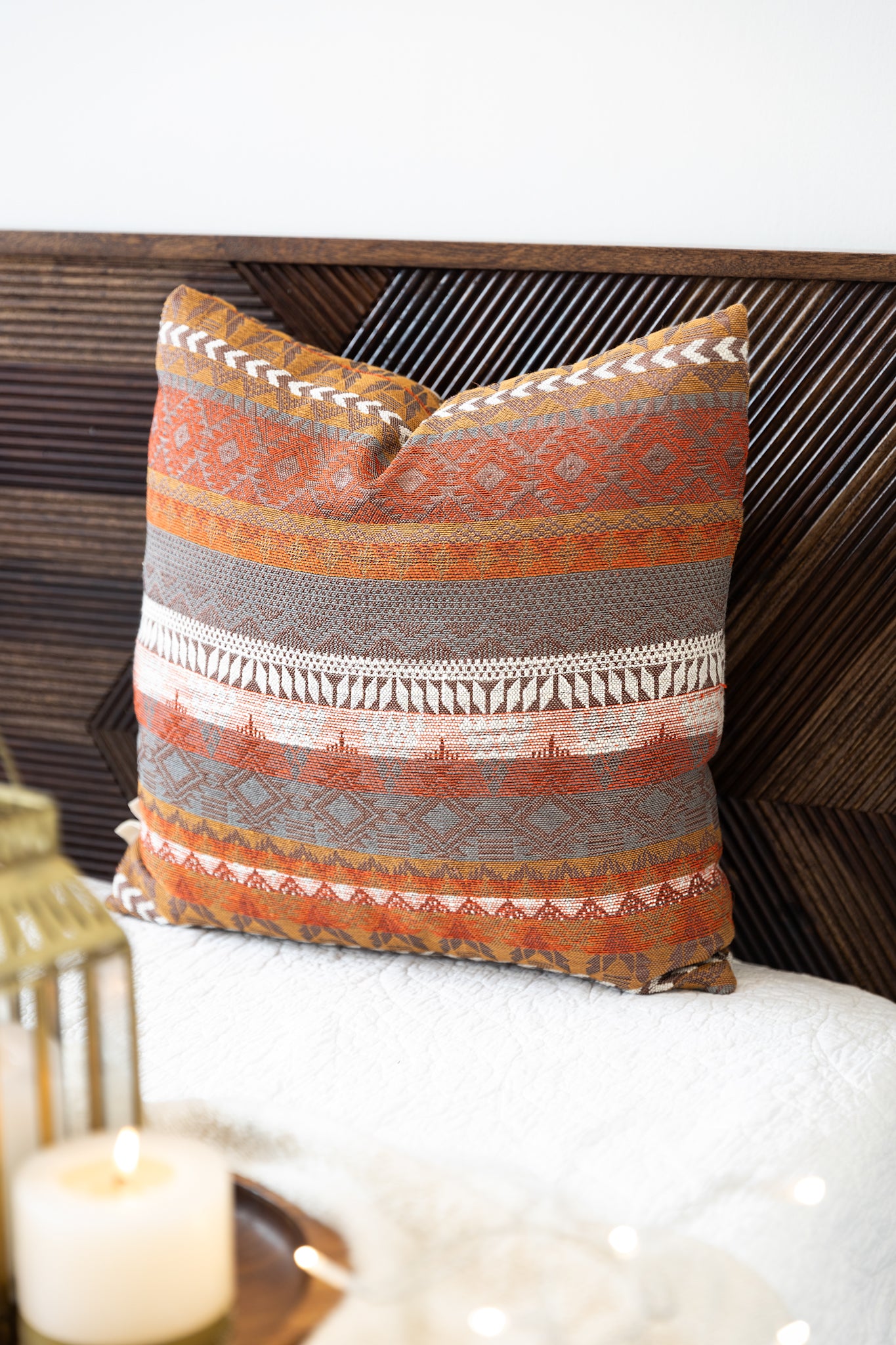 Amber Glow Geometric Cushion cover