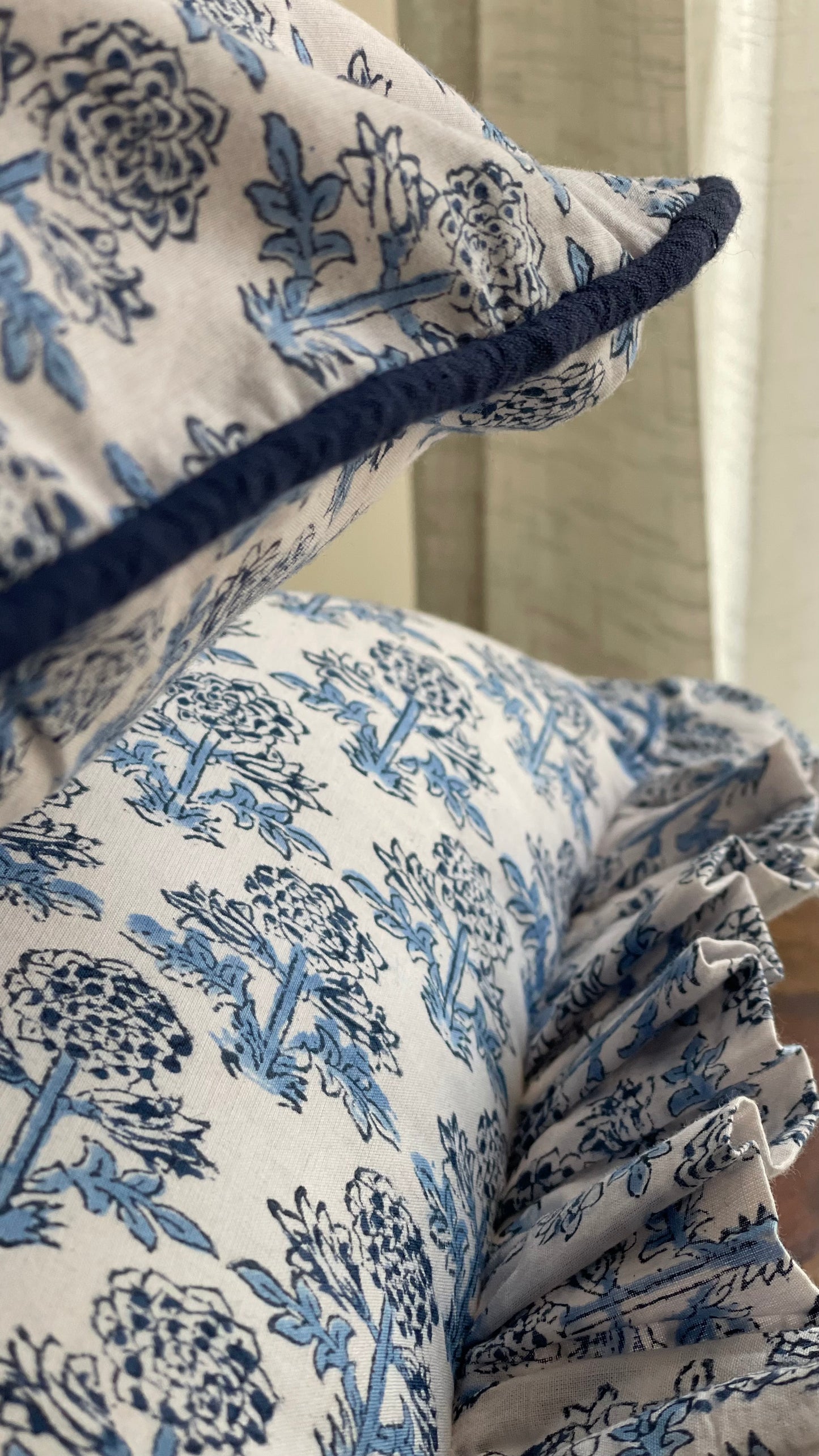 Blue Pottery Handblock Printed Cushion cover