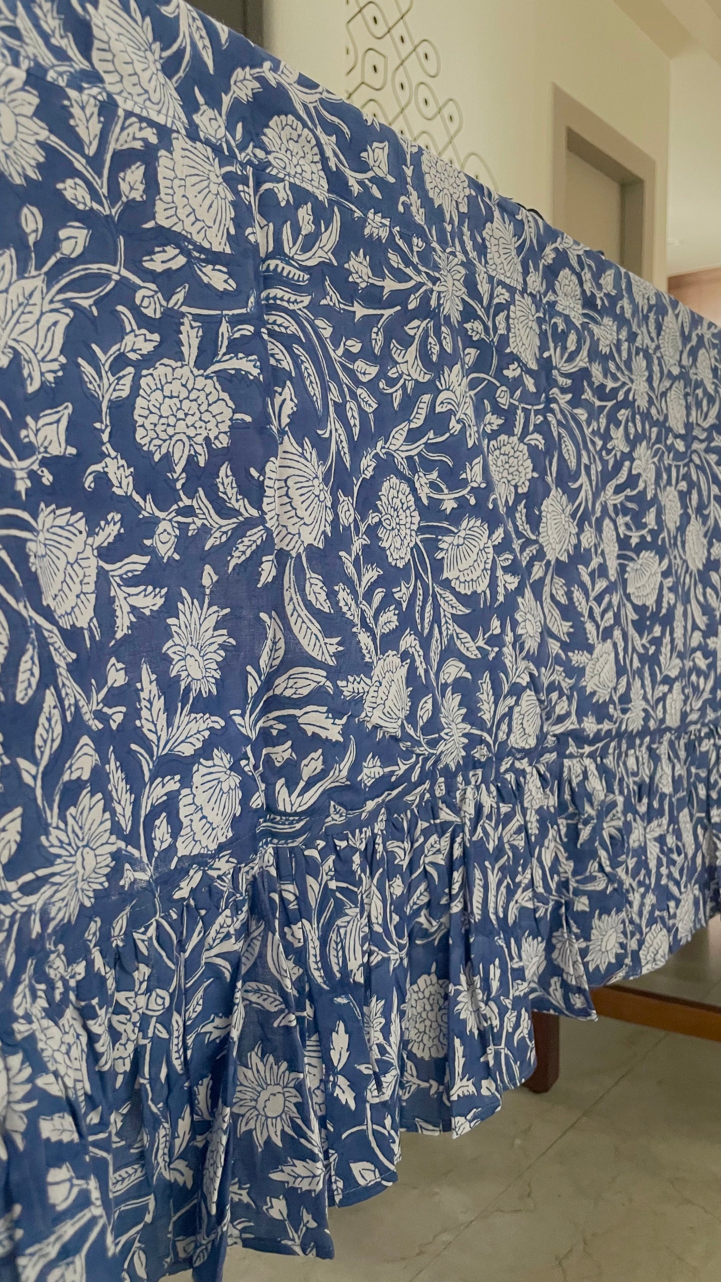 Blue Pottery with Frills Tablecloth