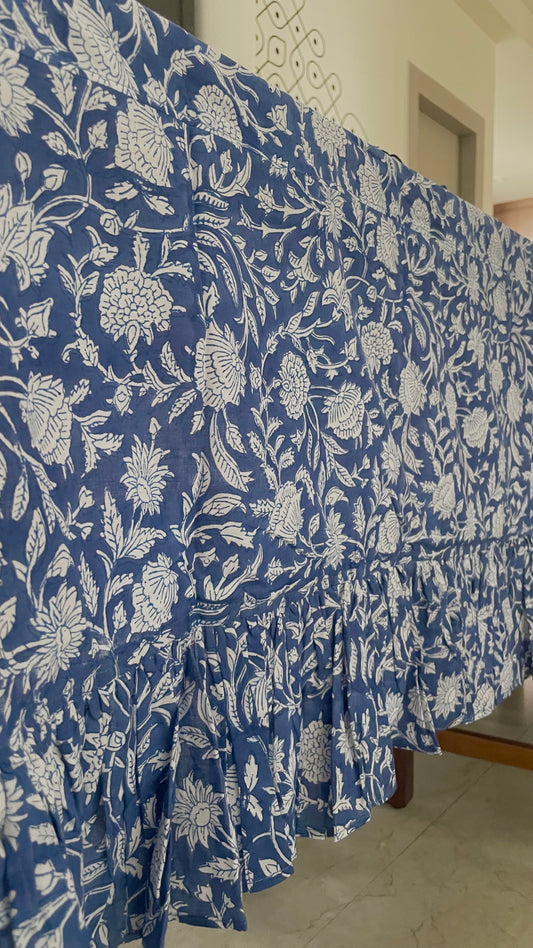 Blue Pottery with Frills Tablecloth