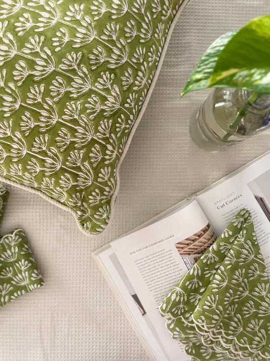 The Verdant Handblock Printed Cushion cover