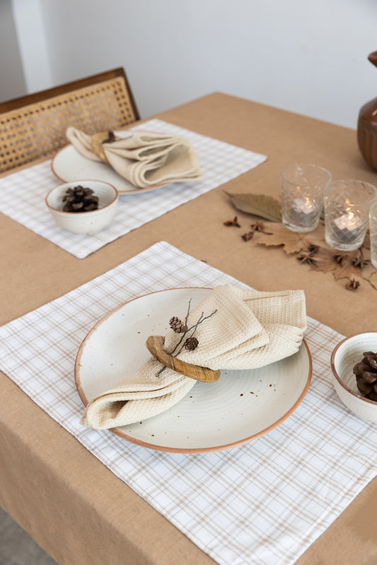 Almond Biscotti Check Reversible Tablemats