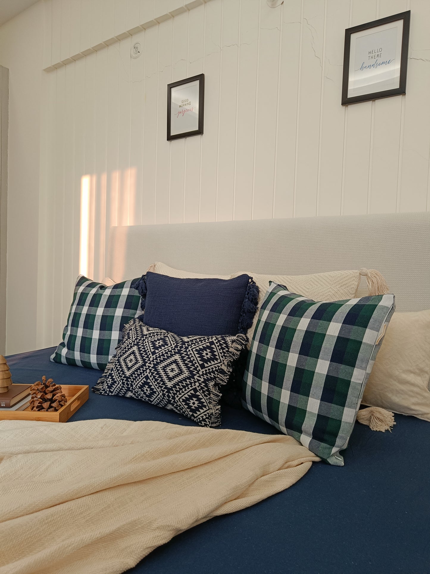 Twilight Blue Check Cushion cover