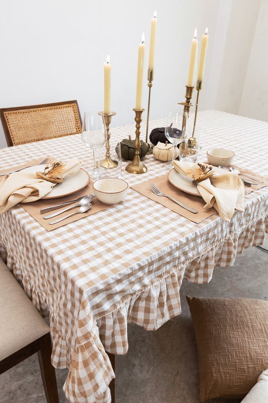 Malted Milk Check with Frills Tablecloth