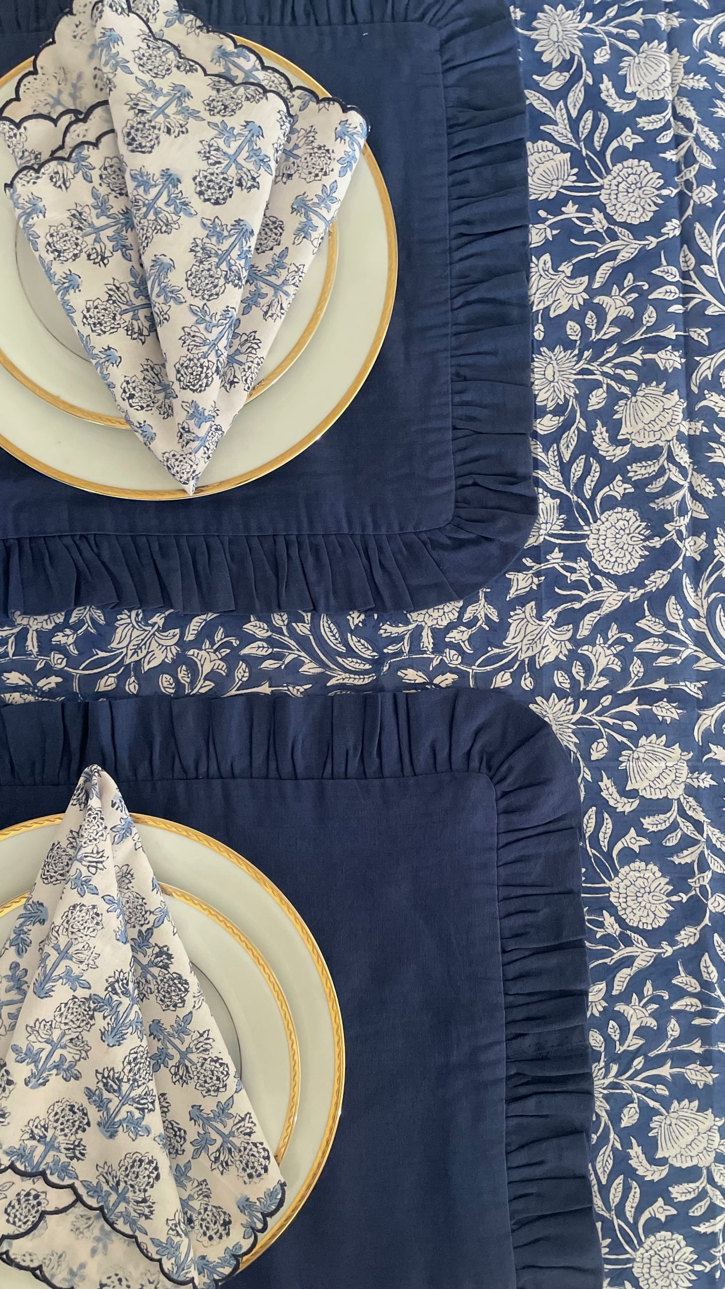 Blue Pottery Hand block Printed Table Napkins