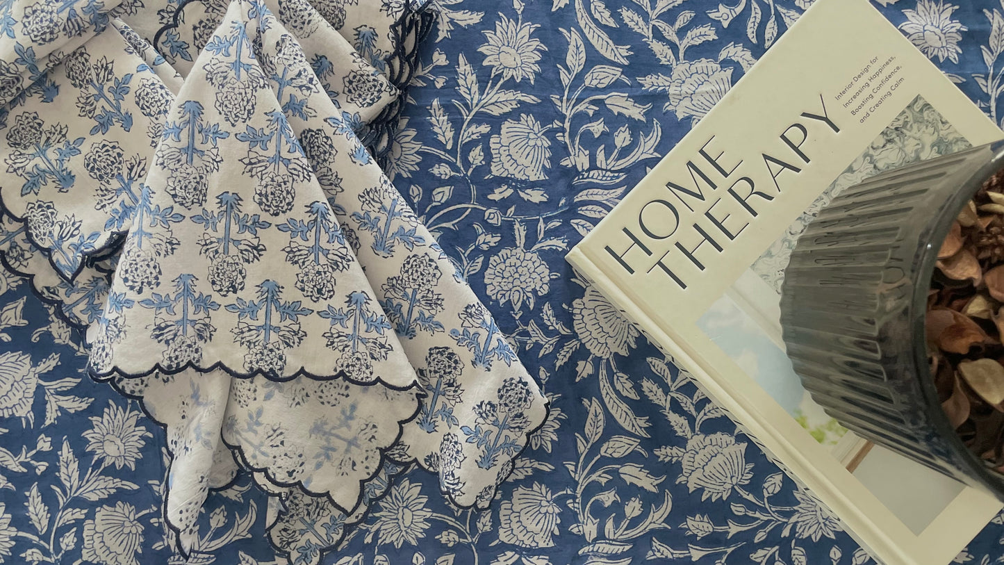 Blue Pottery Hand block Printed Table Napkins