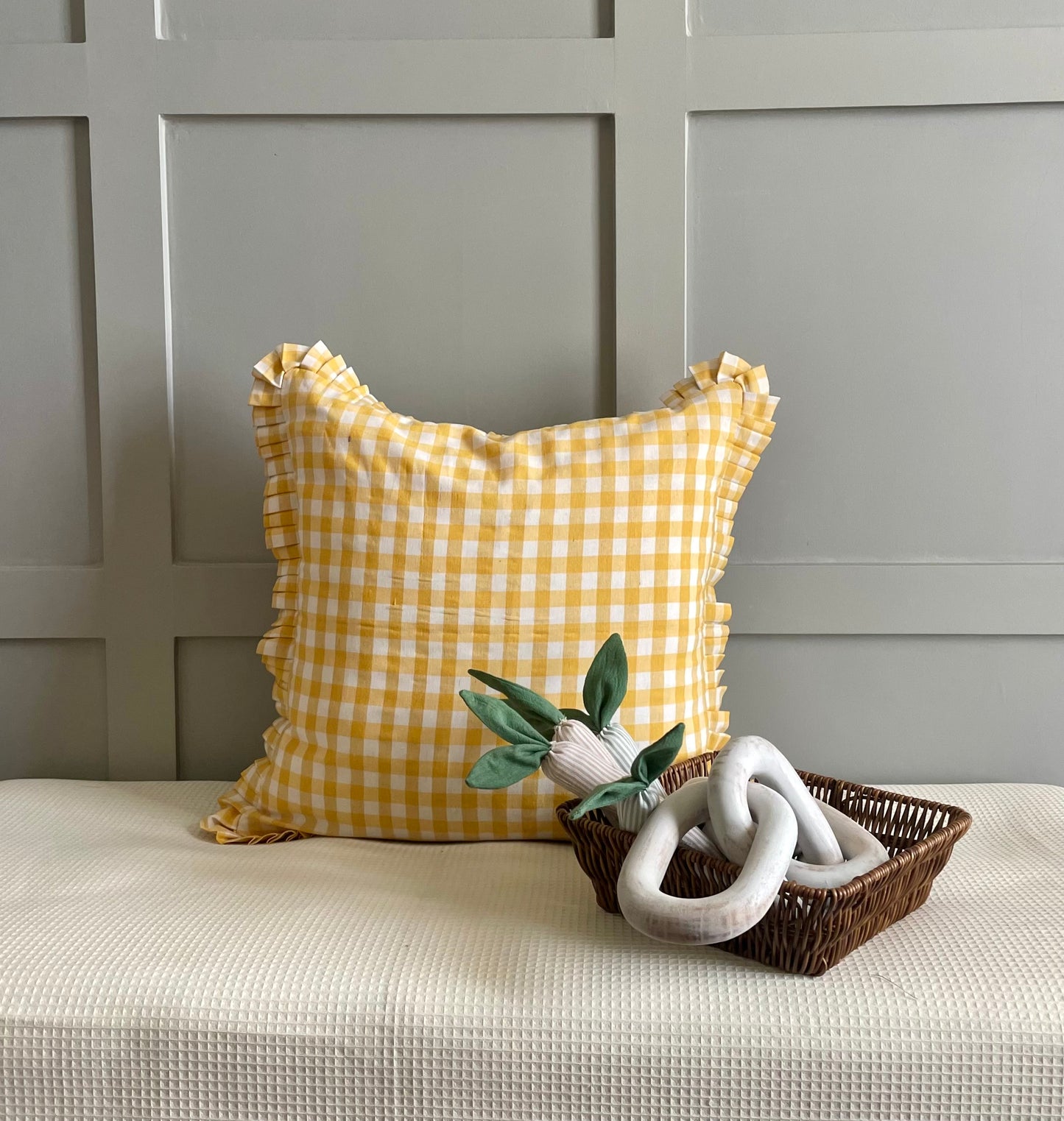 Primrose Yellow check Buffalo Check Cushion cover