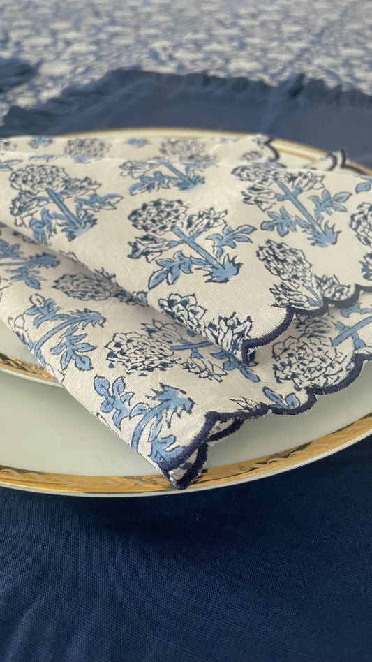Blue Pottery Hand block Printed Table Napkins