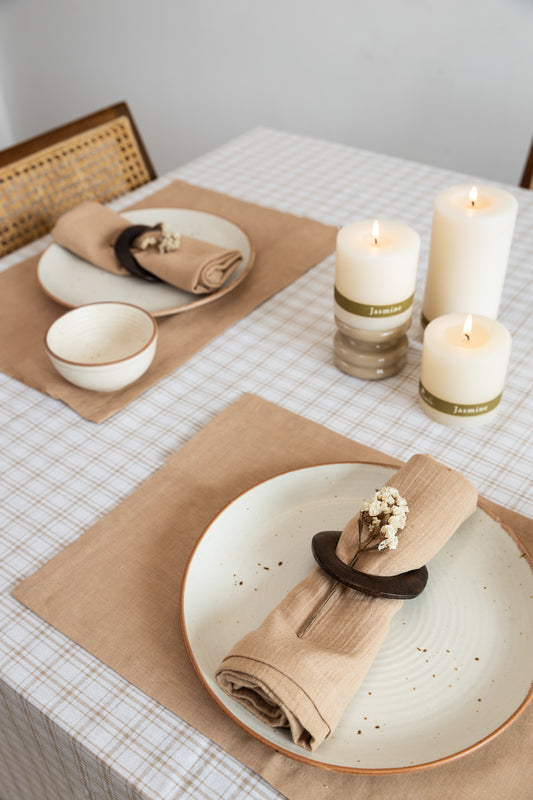 Almond Biscotti Check Tablecloth