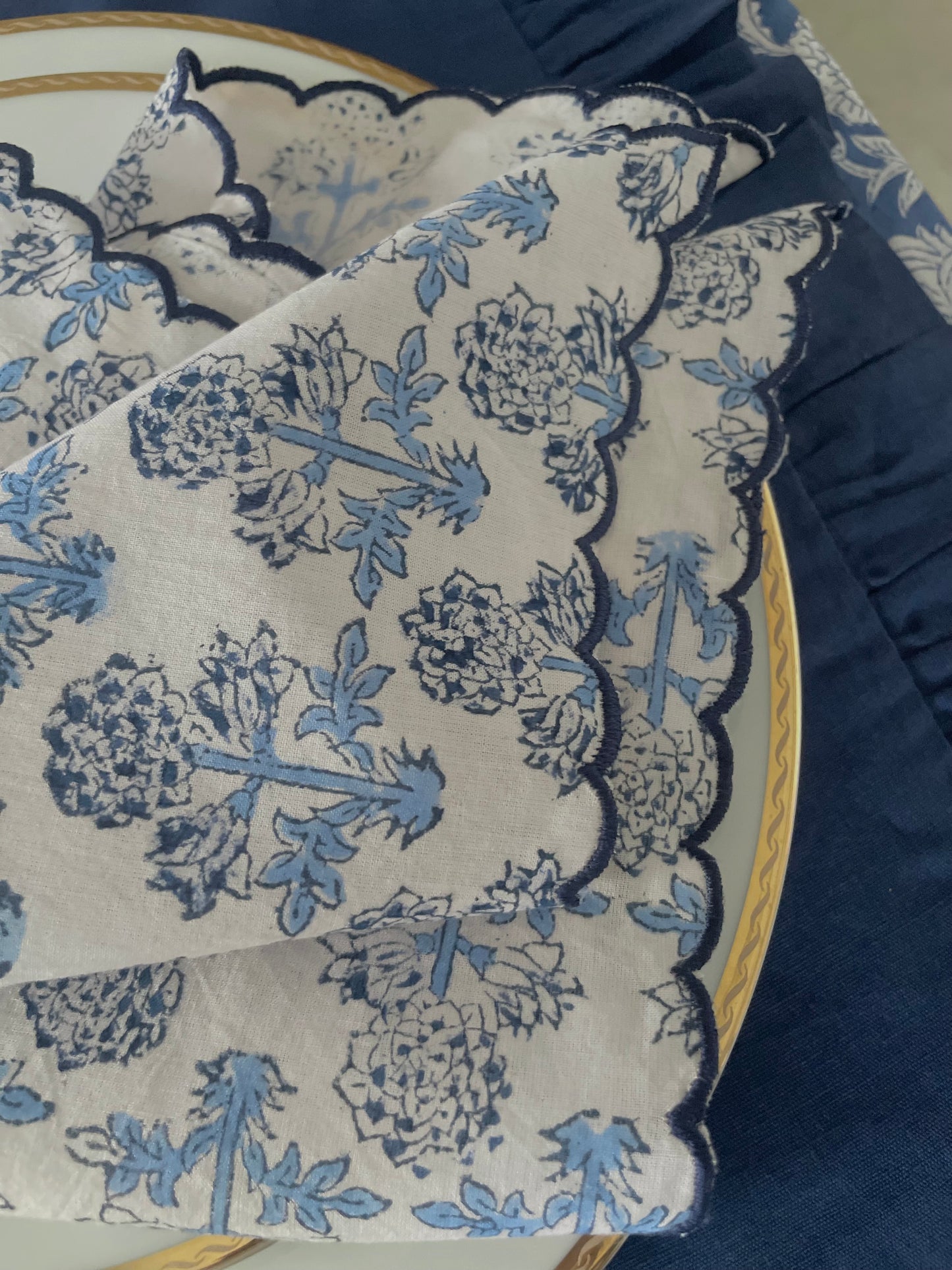 Blue Pottery Hand block Printed Table Napkins