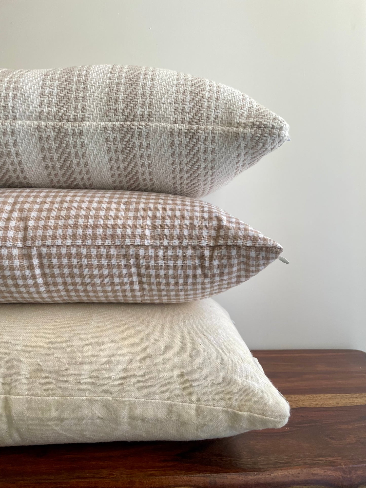 Pea Pod Brown Gingham Check Cushion cover