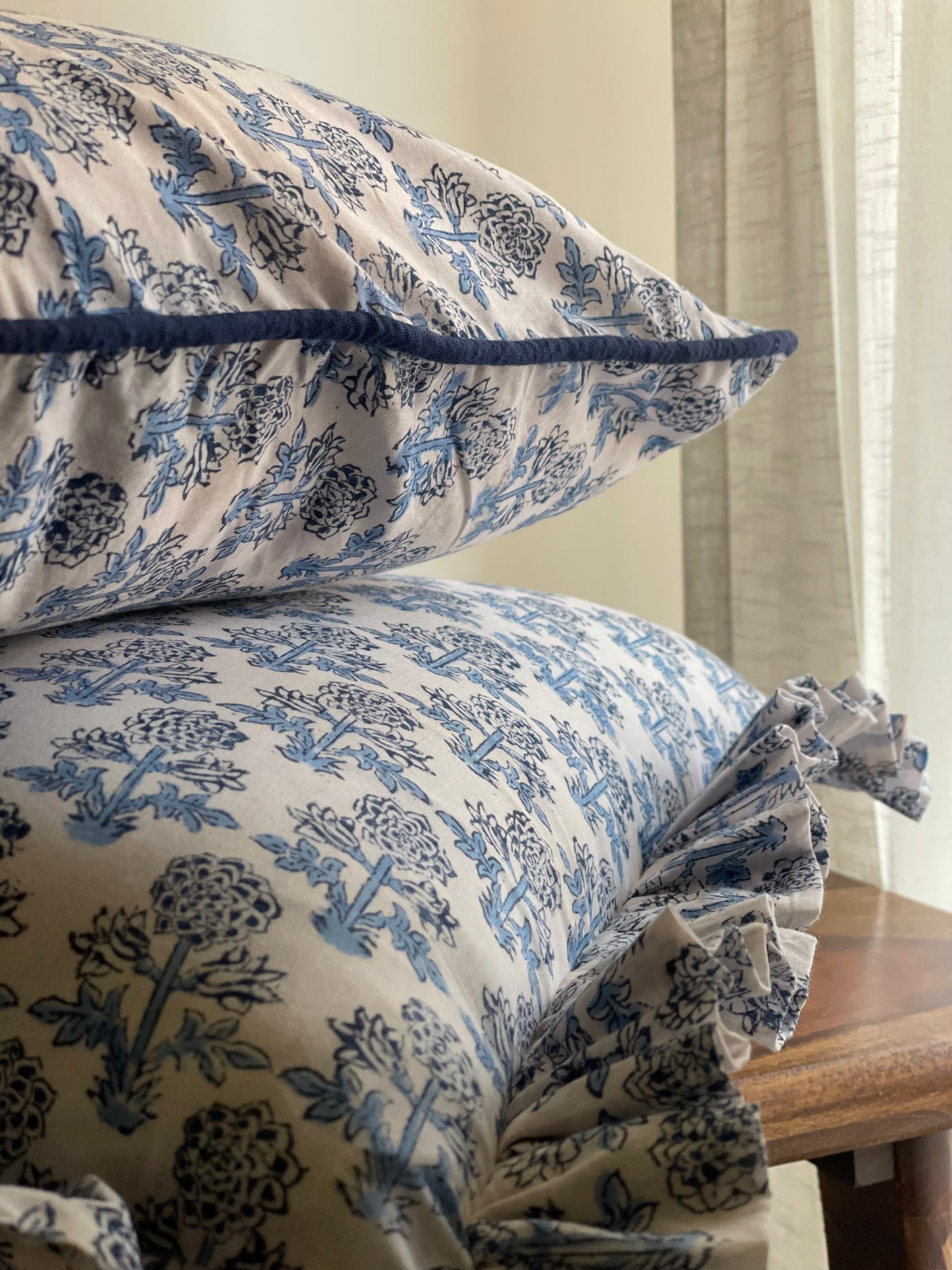 Blue Pottery Handblock Printed Cushion cover