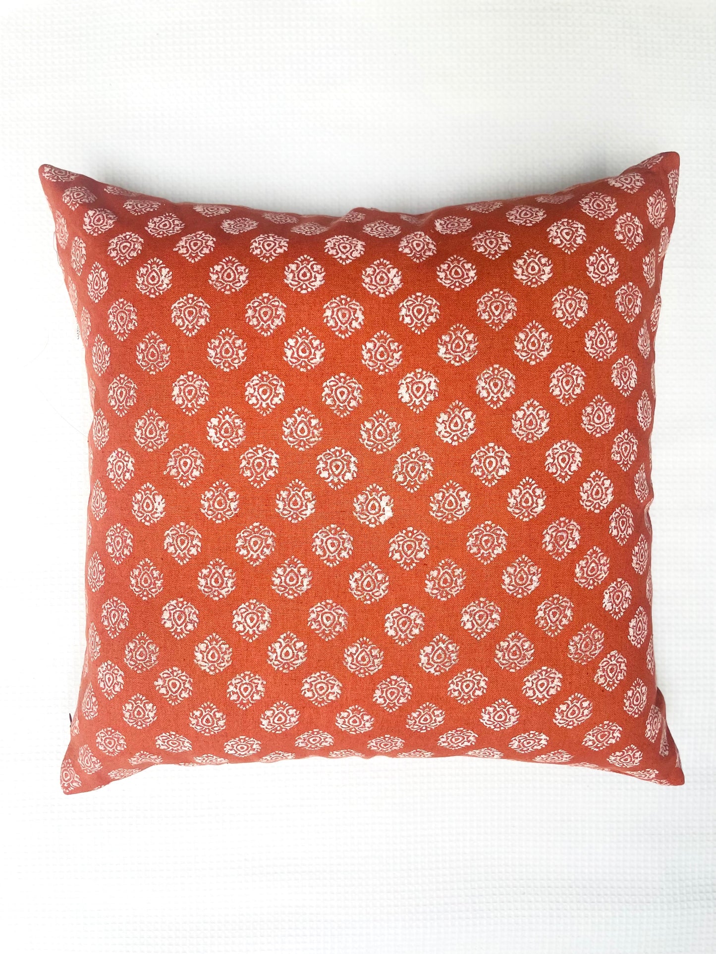 Amber Glow In Orange Base Block Print Cushion cover