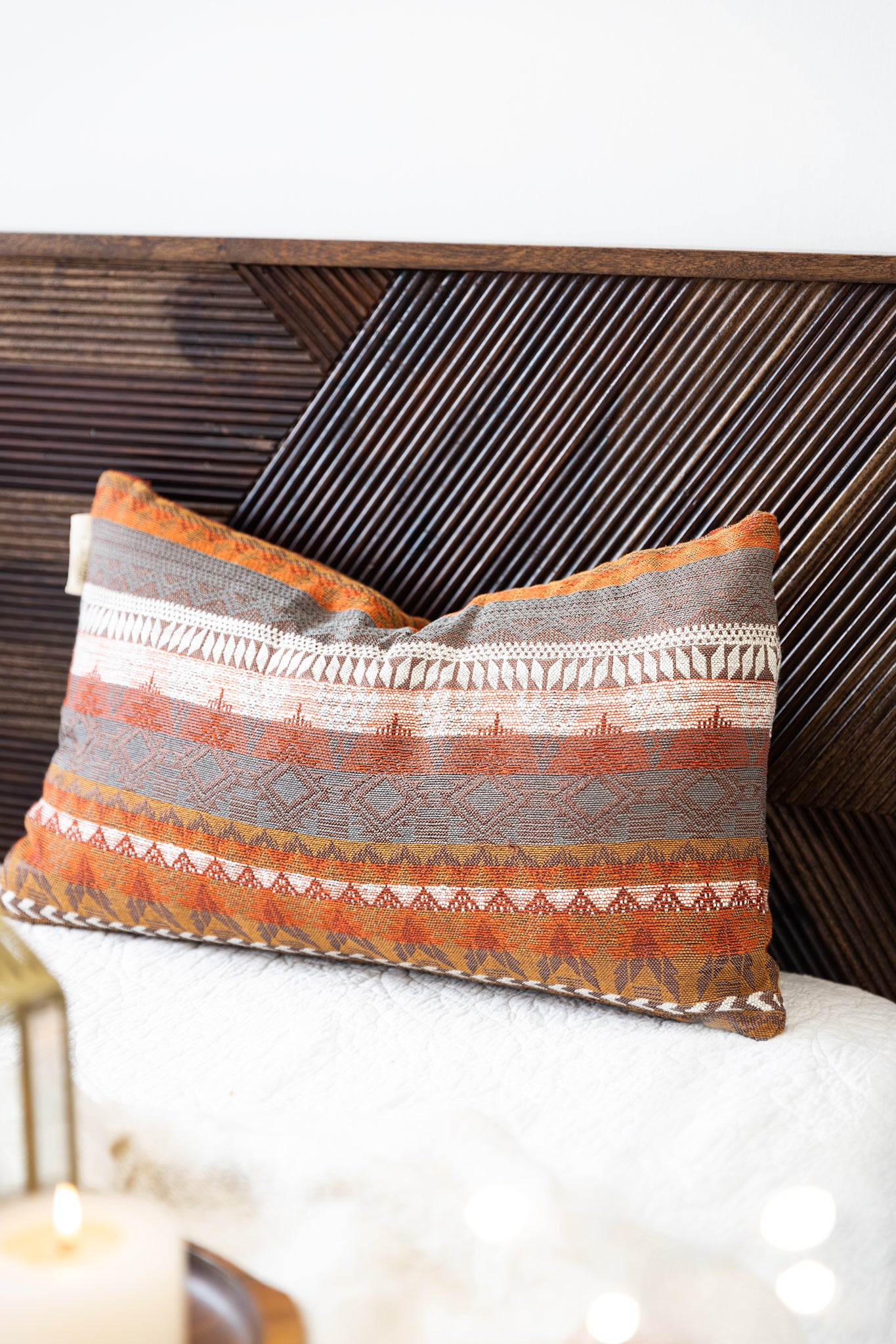 Amber Glow Geometric Cushion cover