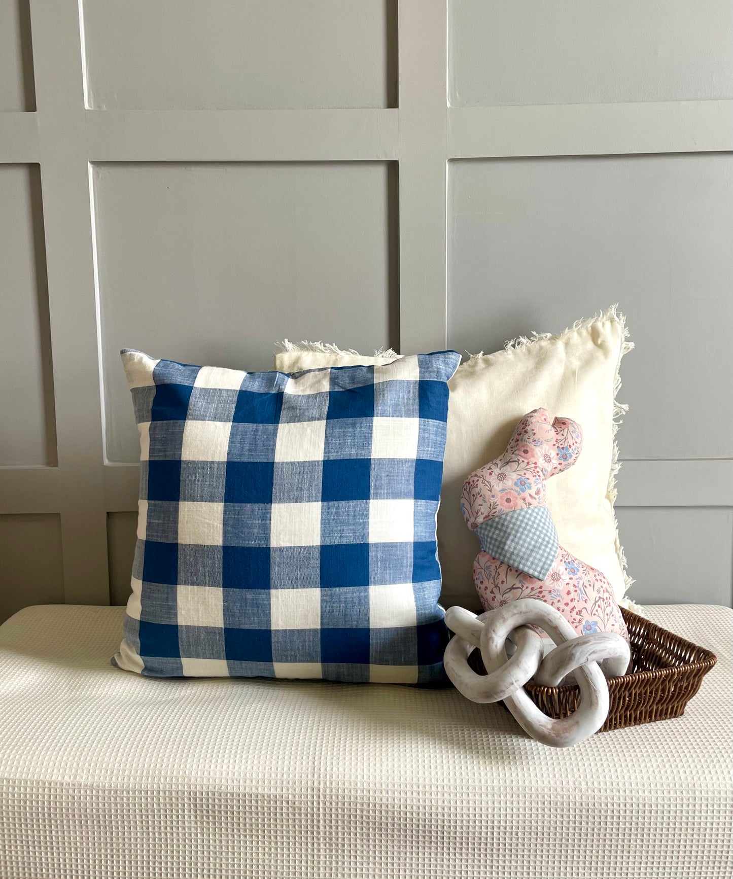 Blue Pansy Buffalo Check Cushion cover