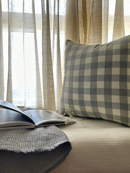 Graceful Grey Check Cushion cover